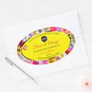 Colourful Flowers Yellow Product Labels Hearts Log