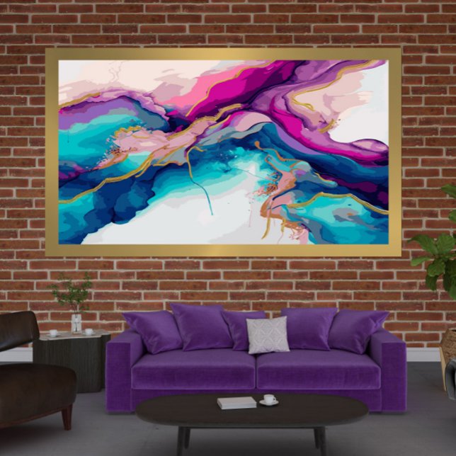 Colourful flowing ink colours modern abstract art canvas print (Creator Uploaded)
