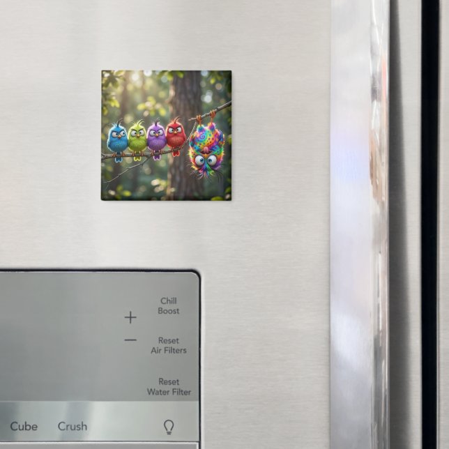 Colourful Fluffy Birdies Magnet (In Situ (Fridge))