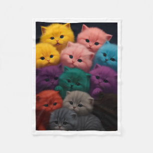 Colourful Fluffy Kittens Blanket