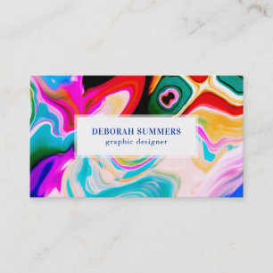 Colourful Fluid Marble Background Business Card