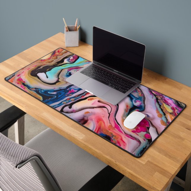 Colourful Fluid Marbling Abstraction Desk Mat (Office 2)