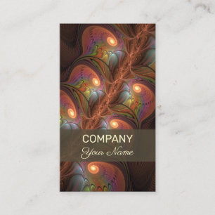 Colourful Fluorescent Abstract Brown Fractal Art Business Card