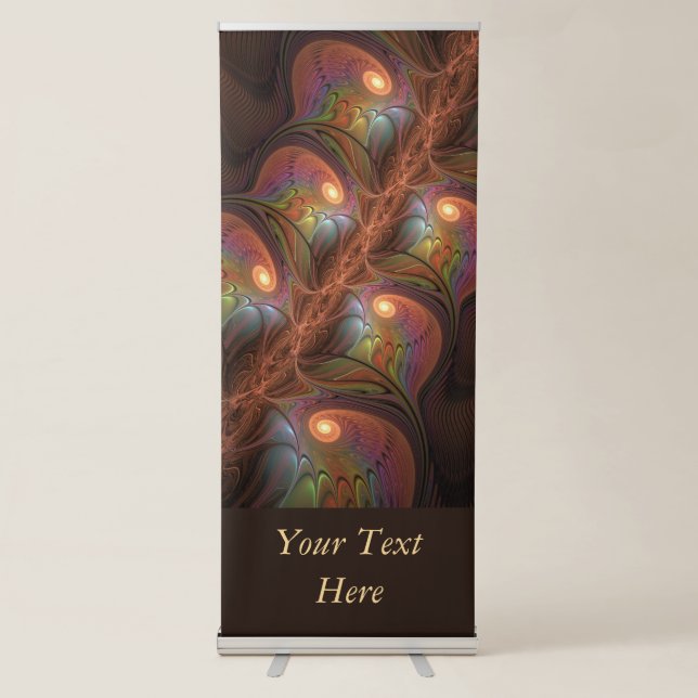 Colourful Fluorescent Abstract Brown Fractal Text Retractable Banner (Front)
