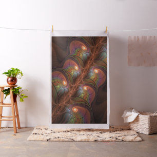 Colourful Fluorescent Abstract Modern Brown Fracta Fabric