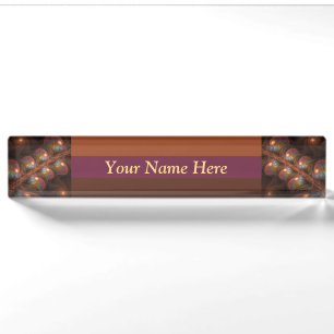 Colourful Fluorescent Abstract Modern Brown Fracta Nameplate