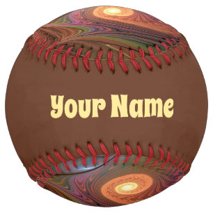 Colourful Fluorescent Abstract Modern Brown Name Softball
