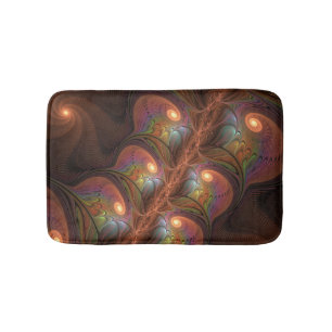 Colourful Fluorescent Abstract Trippy Brown Fracta Bath Mat