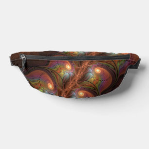 Colourful Fluorescent Abstract Trippy Brown Fracta Bum Bags