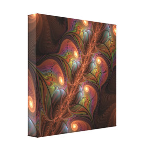 Colourful Fluorescent Abstract Trippy Brown Fracta Canvas Print
