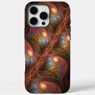 Colourful Fluorescent Abstract Trippy Brown Fracta iPhone 16 Pro Max Case