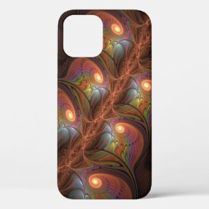 Colourful Fluorescent Abstract Trippy Brown Fracta iPhone 12 Pro Case