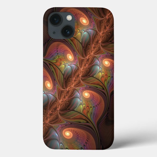Colourful Fluorescent Abstract Trippy Brown Fracta Case-Mate iPhone Case (Back)