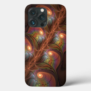 Colourful Fluorescent Abstract Trippy Brown Fracta iPhone 13 Pro Case