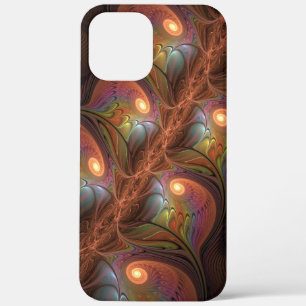 Colourful Fluorescent Abstract Trippy Brown Fracta iPhone 12 Pro Max Case
