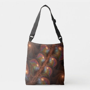 Colourful Fluorescent Abstract Trippy Brown Fracta Crossbody Bag
