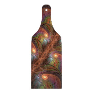 Colourful Fluorescent Abstract Trippy Brown Fracta Cutting Board