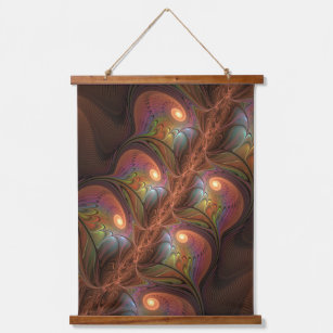 Colourful Fluorescent Abstract Trippy Brown Fracta Hanging Tapestry
