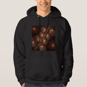 Colourful Fluorescent Abstract Trippy Brown Fracta Hoodie