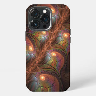 Colourful Fluorescent Abstract Trippy Brown Fracta iPhone 13 Pro Case