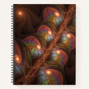 Colourful Fluorescent Abstract Trippy Brown Fracta Notebook