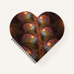 Colourful Fluorescent Abstract Trippy Brown Fracta Notebook