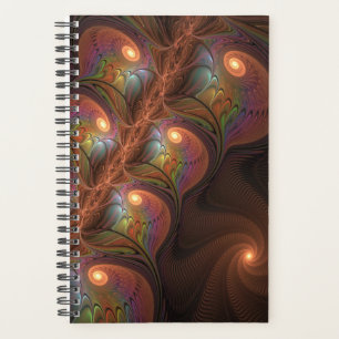 Colourful Fluorescent Abstract Trippy Brown Fracta Planner