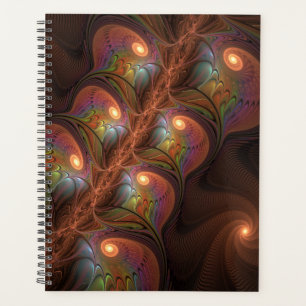 Colourful Fluorescent Abstract Trippy Brown Fracta Planner