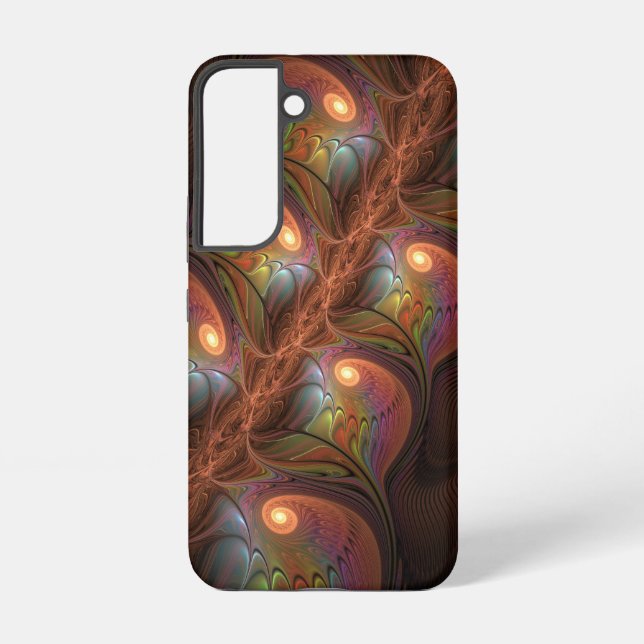 Colourful Fluorescent Abstract Trippy Brown Fracta Samsung Galaxy S22 Case (Back)
