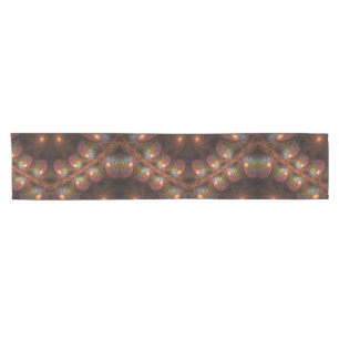 Colourful Fluorescent Abstract Trippy Brown Fracta Short Table Runner