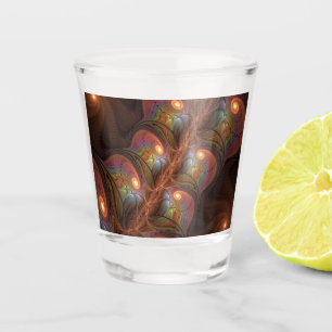 Colourful Fluorescent Abstract Trippy Brown Fracta Shot Glass