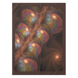 Colourful Fluorescent Abstract Trippy Brown Fracta Tablecloth