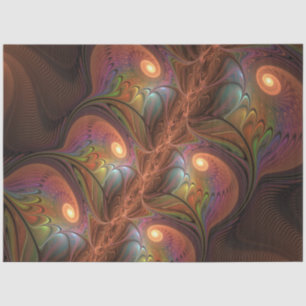 Colourful Fluorescent Abstract Trippy Brown Fracta Tissue Paper
