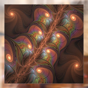 Colourful Fluorescent Abstract Trippy Brown Fracta Window Cling