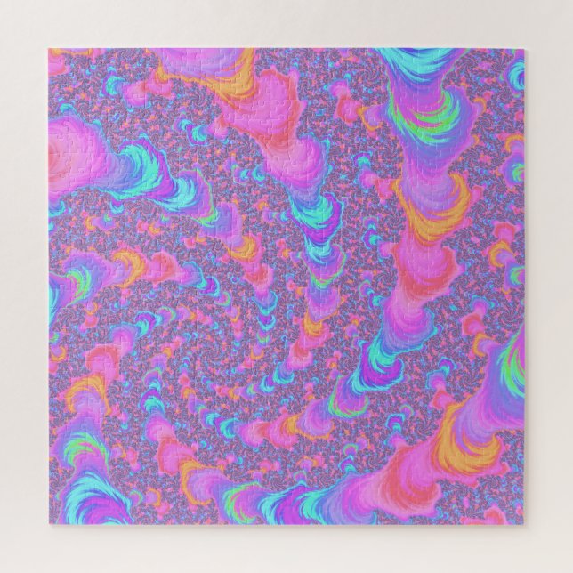 Colourful Fluorescent Trippy Fractal Spiral Jigsaw Puzzle (Vertical)
