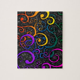 Colourful Flurish Pattern Puzzle with Gift Box