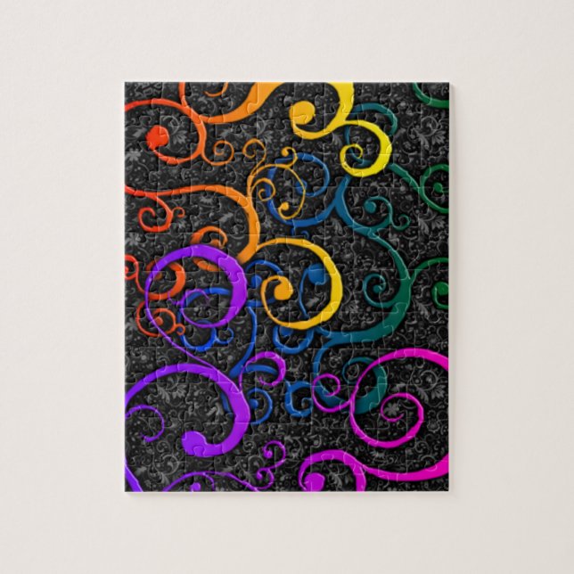 Colourful Flurish Pattern Puzzle with Gift Box (Vertical)