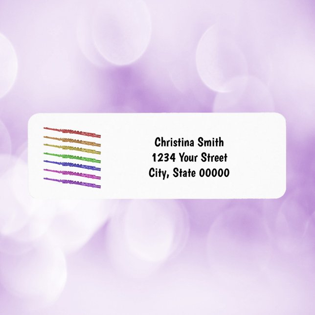 Colourful Flute Personalise Return Address (A return address with colorful flutes and personalized text.)