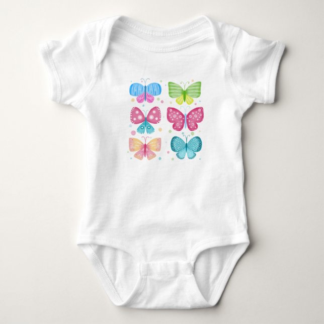 Colourful Flutter Friends Baby Bodysuit (Front)