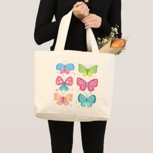 Colourful Flutter Friends Large Tote Bag