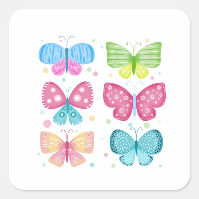 Colourful Flutter Friends Square Sticker (Front)