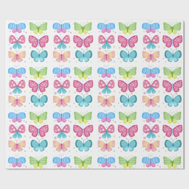 Colourful Flutter Friends Wrapping Paper (Flat)