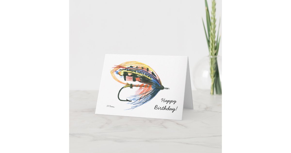 Colourful Fly Fishing Birthday Card | Zazzle