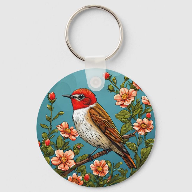 Colourful flycatcher Bird Key Ring (Front)