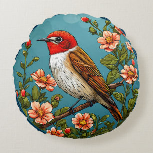 Colourful flycatcher Bird Round Cushion