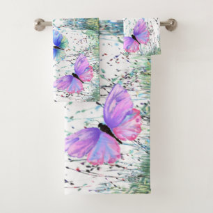 Colourful Flying Butterflies Bath Towel Set