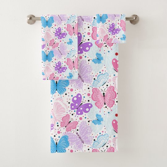 Colourful Flying Butterflies Bath Towel Set Zazzle.co.uk