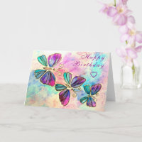 Colourful Flying Butterflies Birthday Card