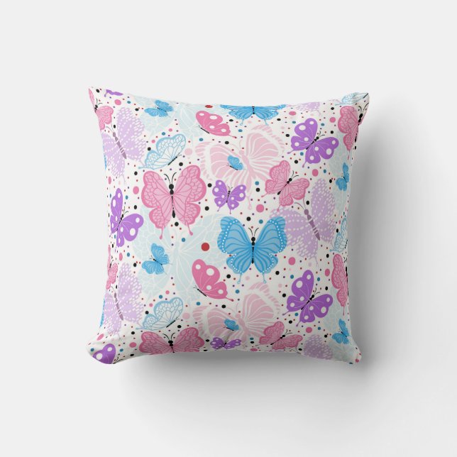 Colourful Flying Butterflies Cushion (Front)