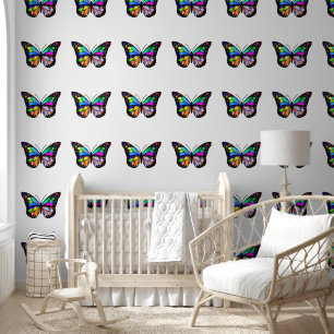 Colourful Flying Butterflies Custom Colour Wallpaper